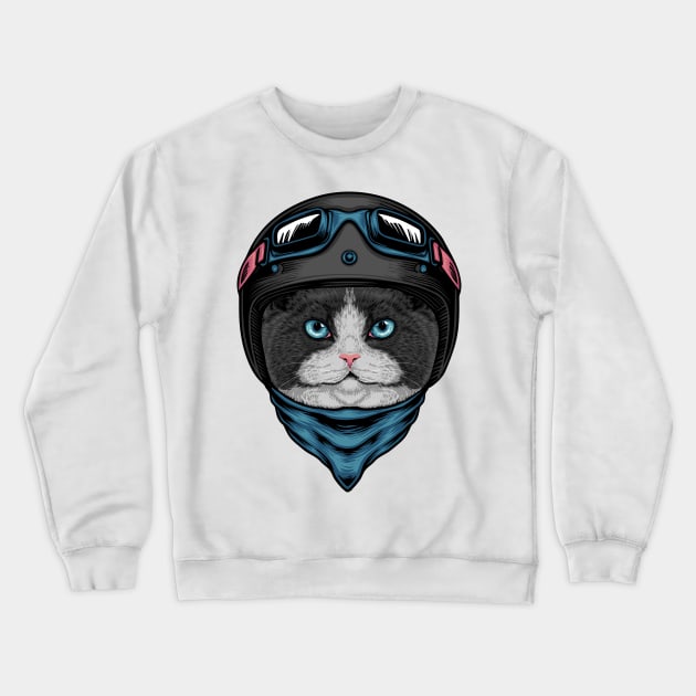 Fat Cat Rider Crewneck Sweatshirt by Katheryn's Studio